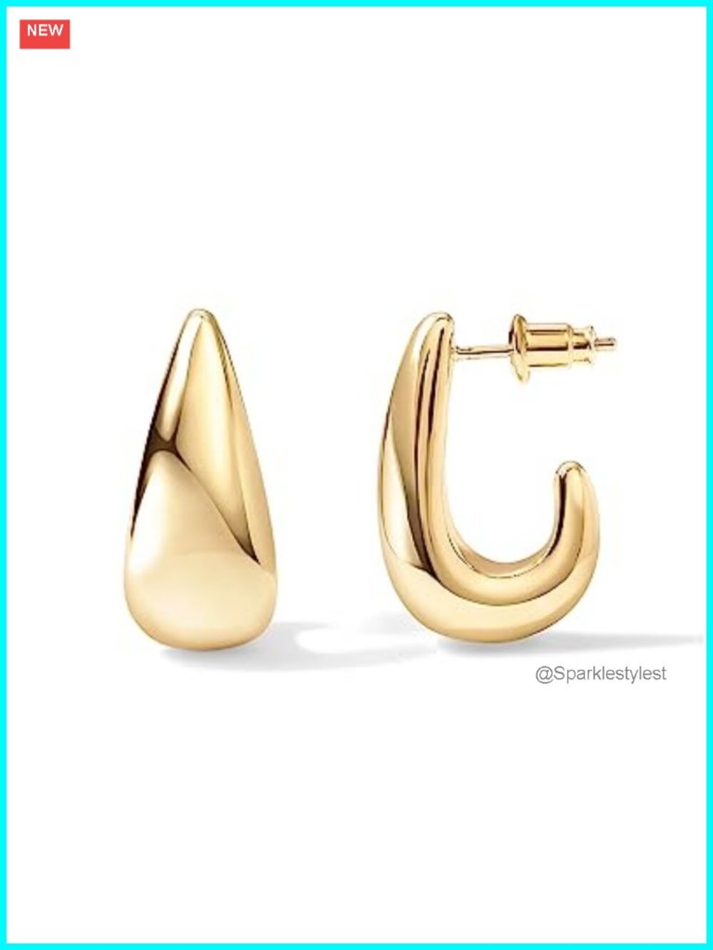 14K Gold Plated Dome Huggie Hoop Earrings Women Statement
